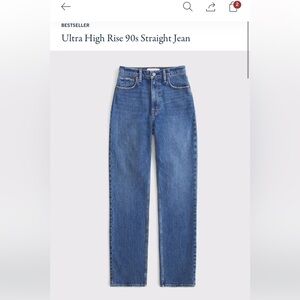 90s Straight Ultra high rise blue jeans
